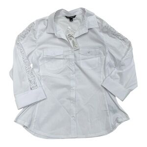 Zac & Rachel Classic White Button Up Blouse NWT - Size Large